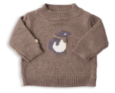 (1276-443) Knitted sweater - Light chocolate penguin - MintMouse (Unicorner Concept Store)