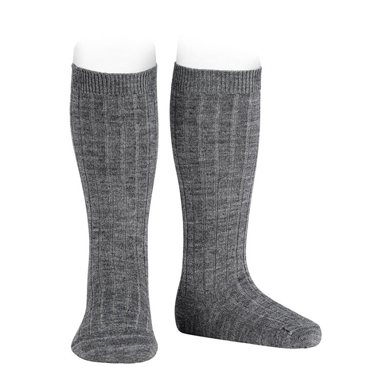 Merino wool-blend rib knee socks Light Grey - 967