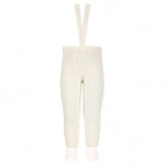 Merino wool-blend leggings w/elastic suspenders BEIGE
