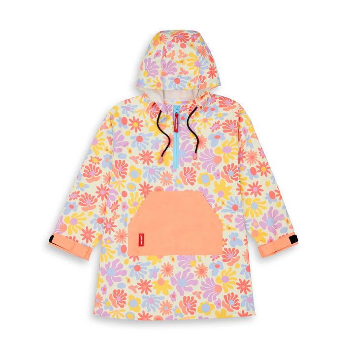 Retro Flowers Rain Poncho