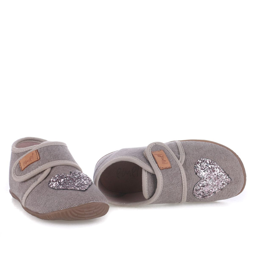 (EK5000A-10) Emel slippers - Sparkly Grey heart