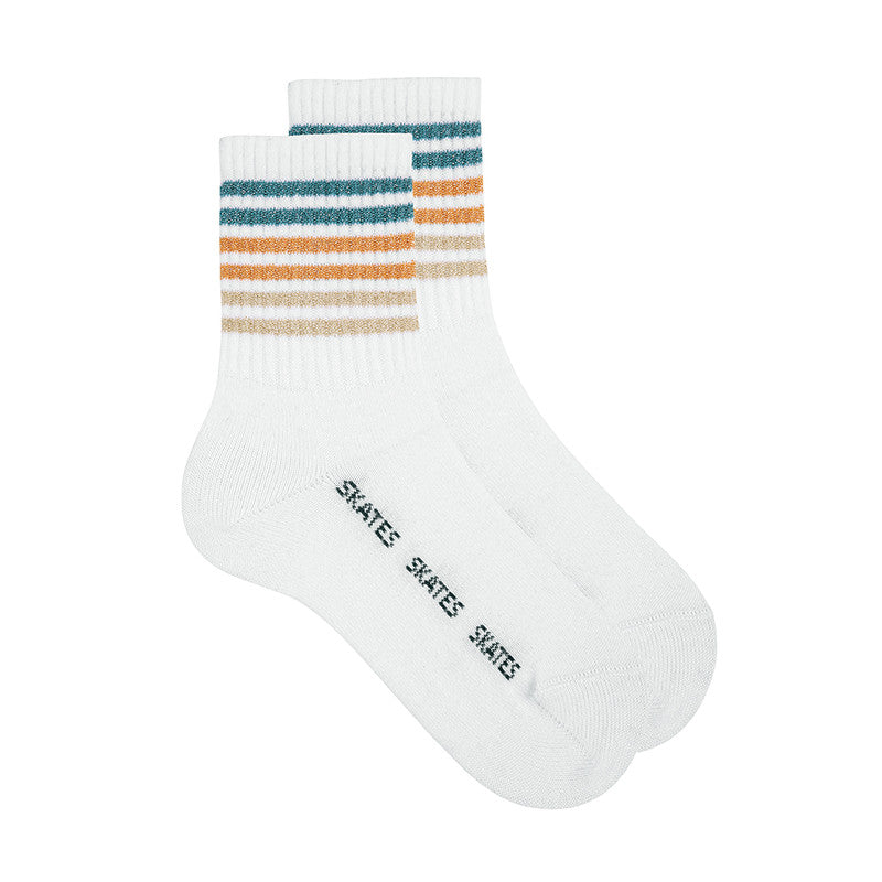 Recycled cotton tennis socks with bright stripes 2648  / 4 White 200