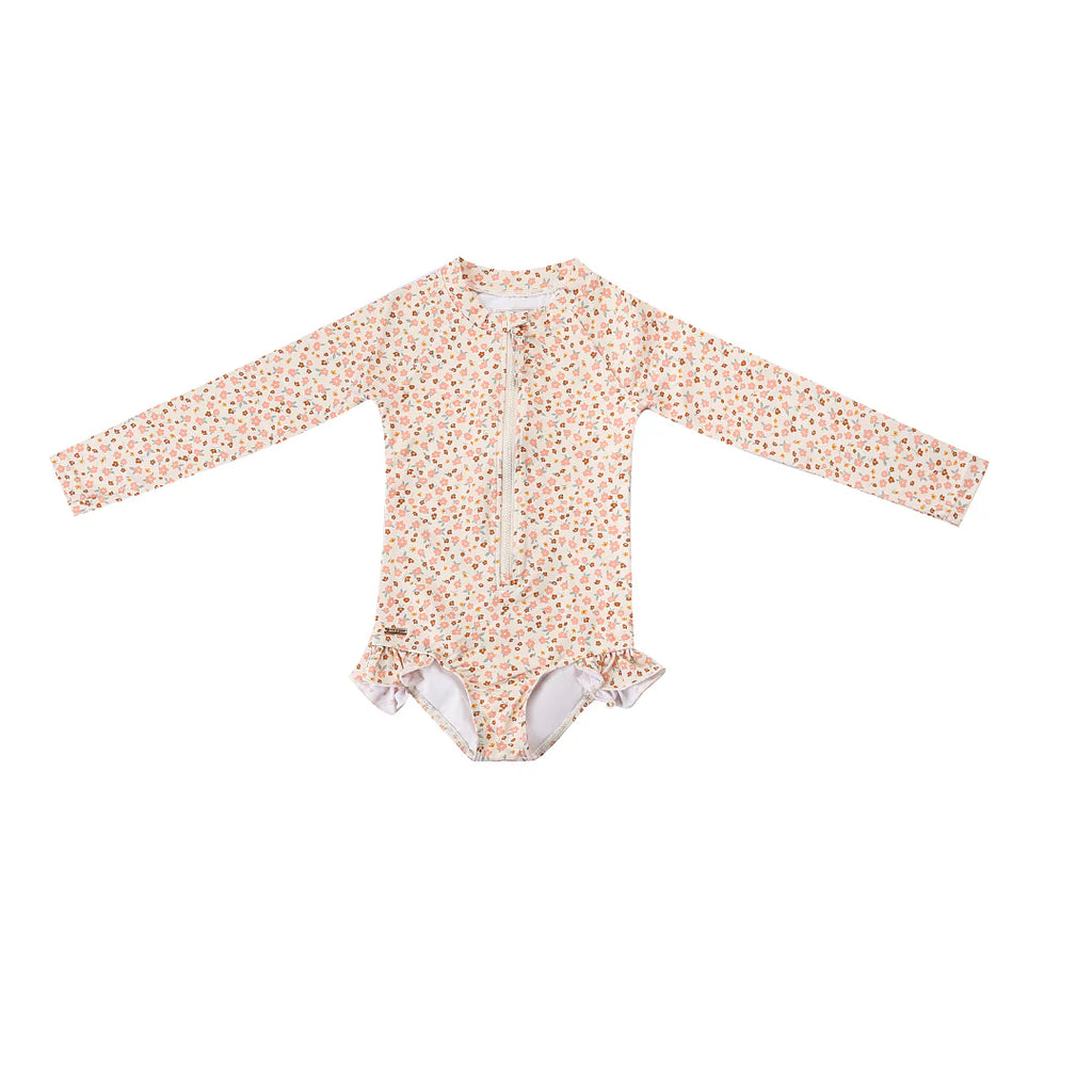 Long Sleeve Rashguard Ruffle Swimsuit | UPF + Recycled - Sunset Meadow - MintMouse (Unicorner Concept Store)
