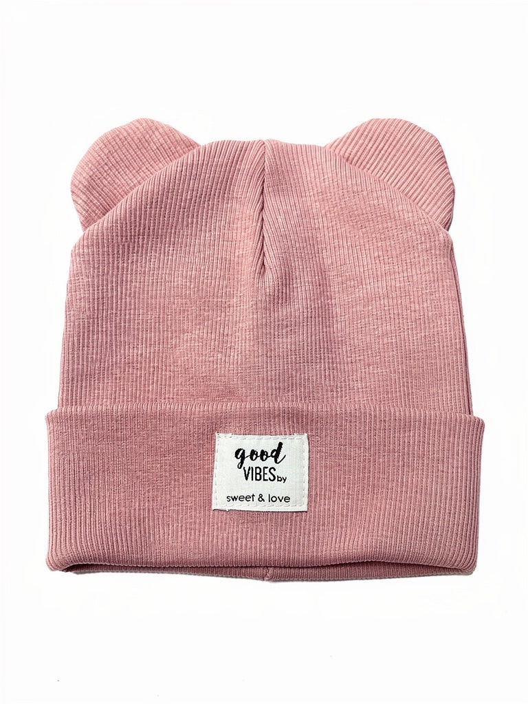 Winter bear beanie folded Ash Rose