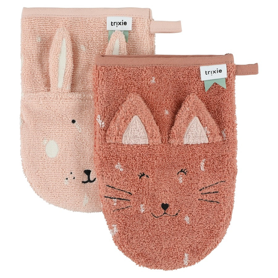 (11-609) Trixie Washcloths 2-pack | Mrs. Cat - Mrs. Rabbit - MintMouse (Unicorner Concept Store)