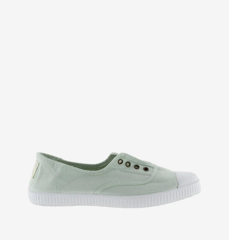 (106623) Women's canvas trainers with elastic - Melon