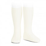 Basic rib knee high socks BEIGE