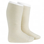 Merino wool-blend patterned knee socks BEIGE