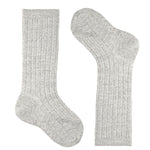 Merino wool-blend rib knee socks ALUMINIUM