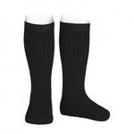 Merino wool-blend rib knee socks BLACK