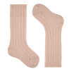 Merino wool-blend rib knee socks NUDE