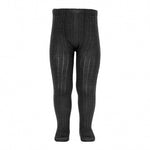 Merino wool-blend rib tights BLACK