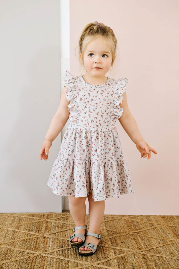 Patterned muslin dress - Delicate wild flowers