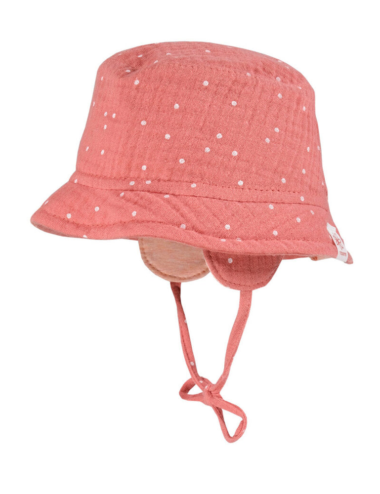 Maximo - Sun hat  organic cotton - Pink / white dots