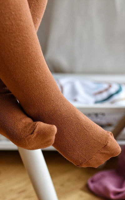 Organic cotton tights - Brown