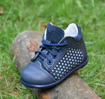 (2105-5) Emel Navy polka dots Lace Up first shoe - MintMouse (Unicorner Concept Store)