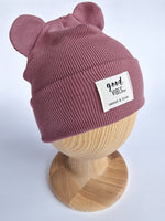 Winter folded bear beanie Plum