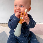 Cotton Knit Baby Rattle Toy - Giraff