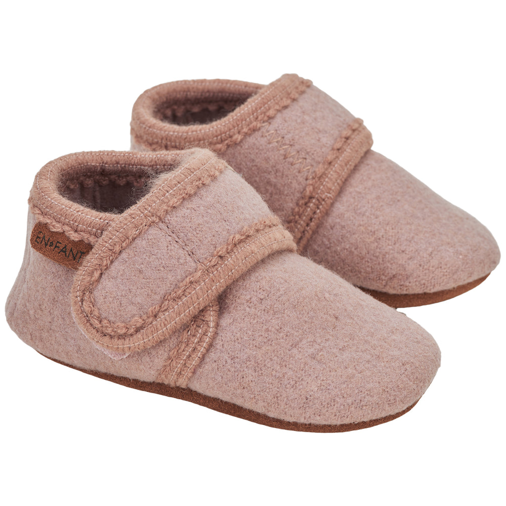 Enfant Slippers Baby Wool Velcro Old Pink