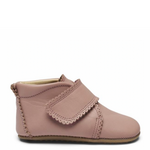 (1004) Pom Pom leather slippers - Scallops Dusty Old Rose