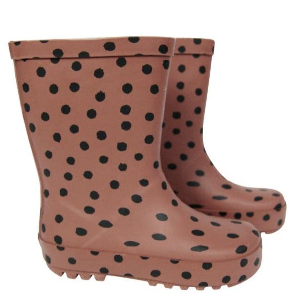 Rainboots dark brown with dots