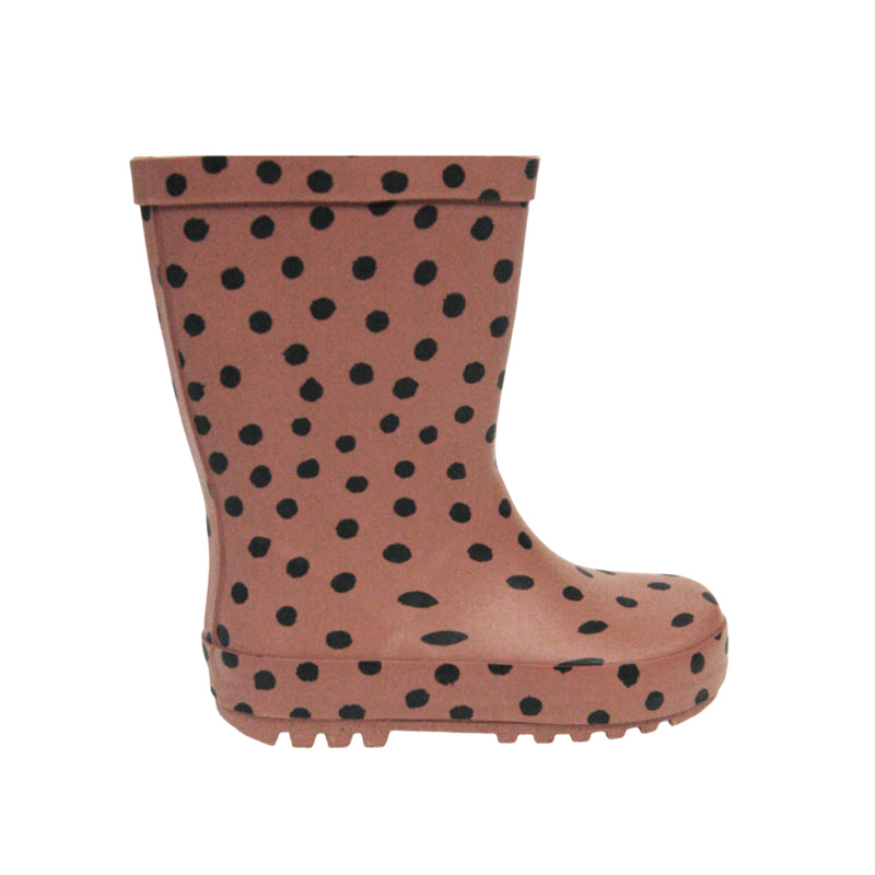 Rainboots dark brown with dots