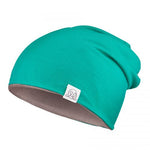 Bamboo Reversible Beanie - Taupe - Emerald
