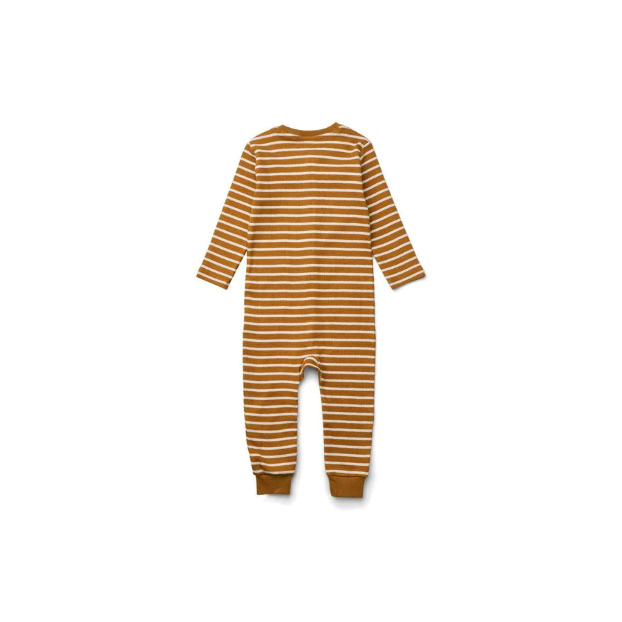 BIRK PYJAMAS SET JUMPSUIT GOLDEN CARAMEL/SANDY STRIPES LIEWOOD