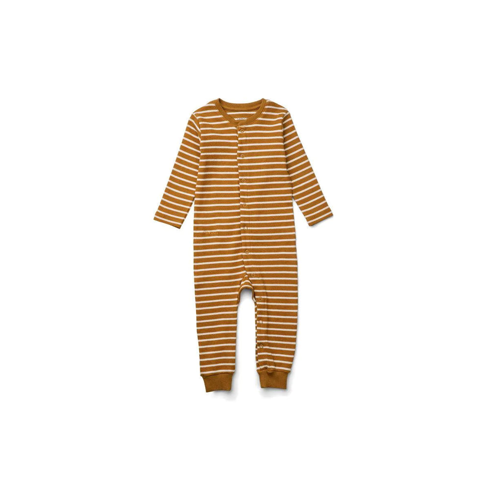 BIRK PYJAMAS SET JUMPSUIT GOLDEN CARAMEL/SANDY STRIPES LIEWOOD