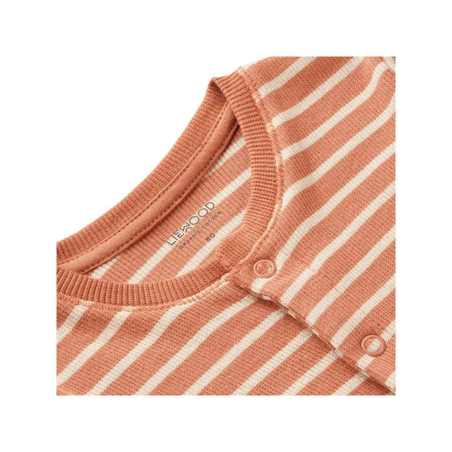 BIRK PYJAMAS SET JUMPSUIT TUSCANY ROSE/SANDY STRIPES LIEWOOD