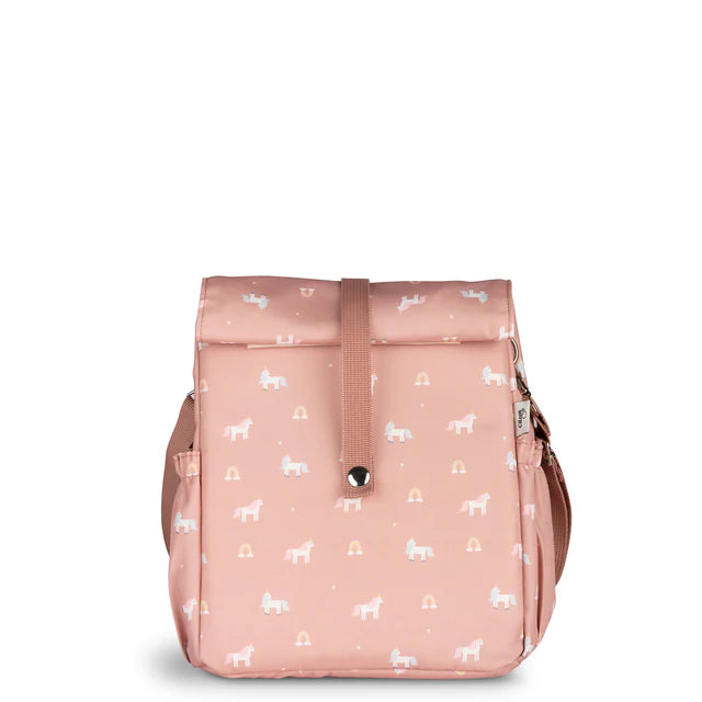 Insulated Roll-up Lunch Bag - Unicorn _ Blush pink