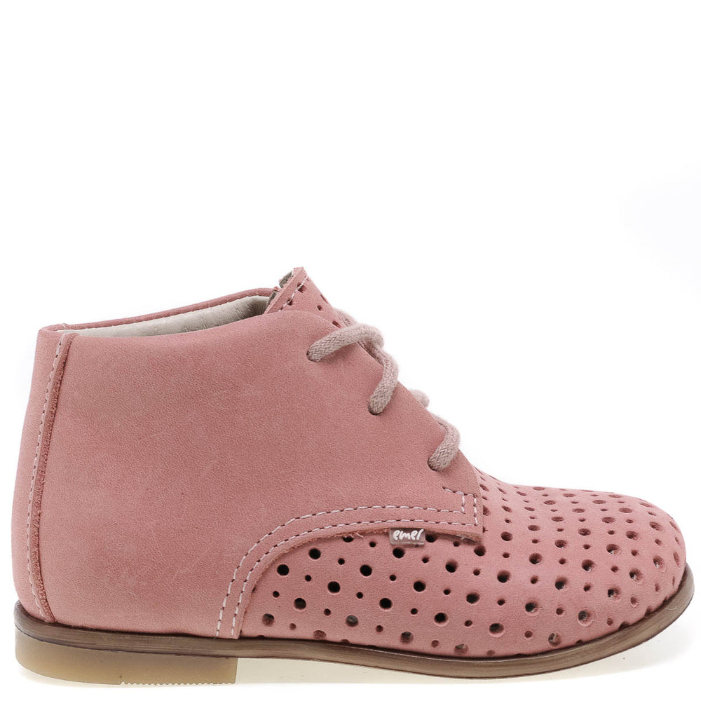 (1426-2) Emel perforated classic first shoes Coral