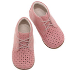 (1426-2) Emel perforated classic first shoes Coral