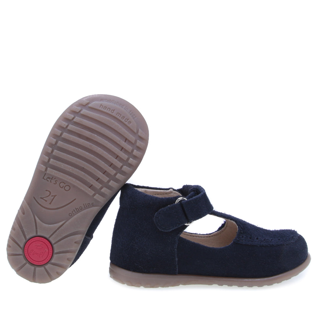 (1490B) Navy Velour Half-Open Shoes