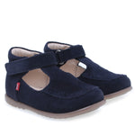 (1490B) Navy Velour Half-Open Shoes