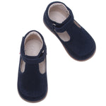 (1490B) Navy Velour Half-Open Shoes