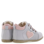 (2069E) Emel Lace Up First Shoes Grey heart