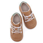 (2411B-2/2411-6) Emel Lace Up First Shoes Brown