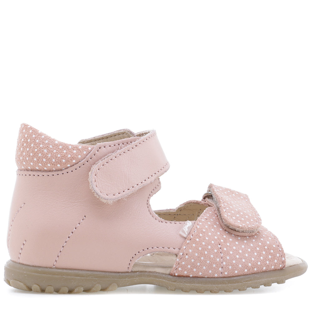 (2431B-6) Emel pink polka dots velcro Sandals