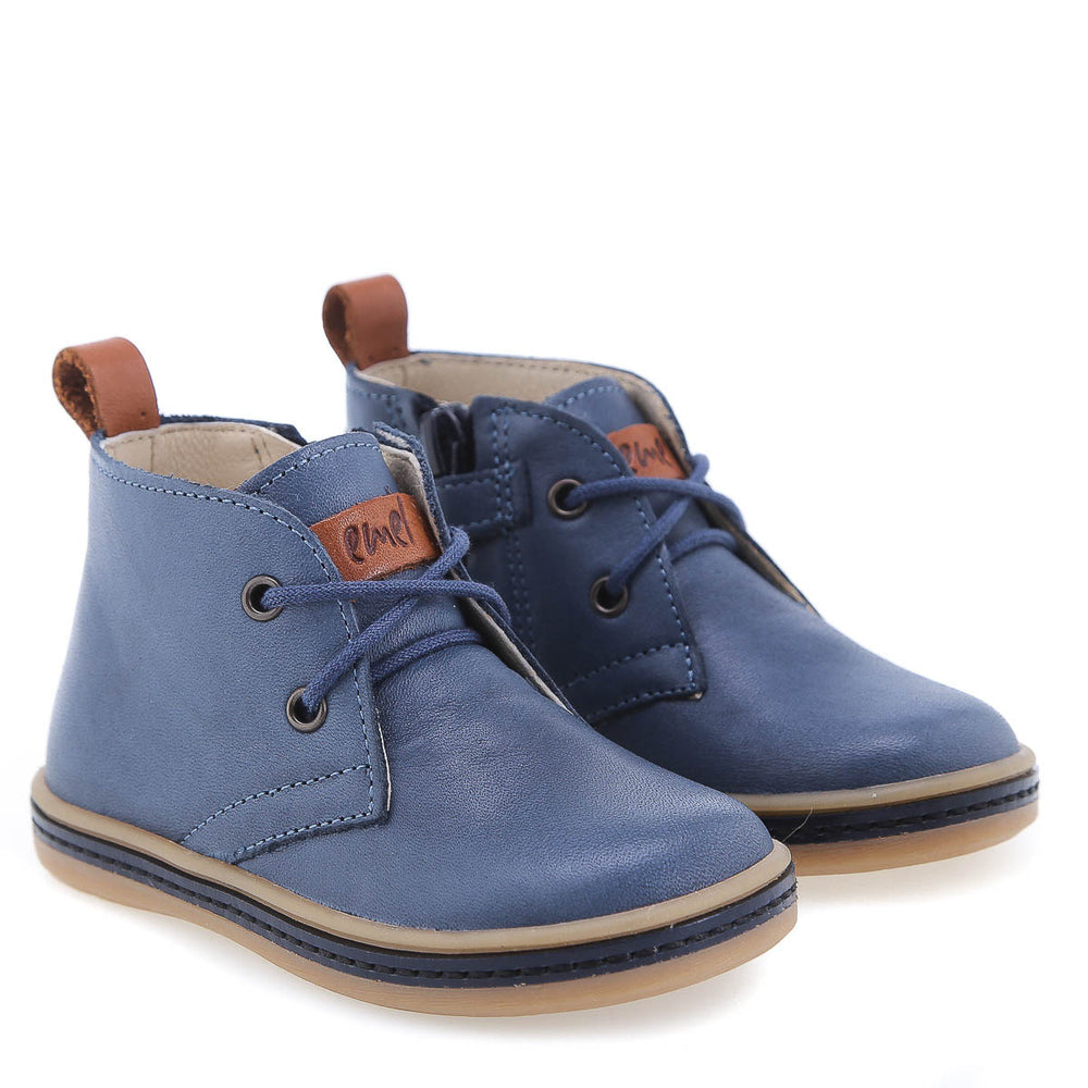 (2621A-23) Emel Blue lace-up shoes with zipper