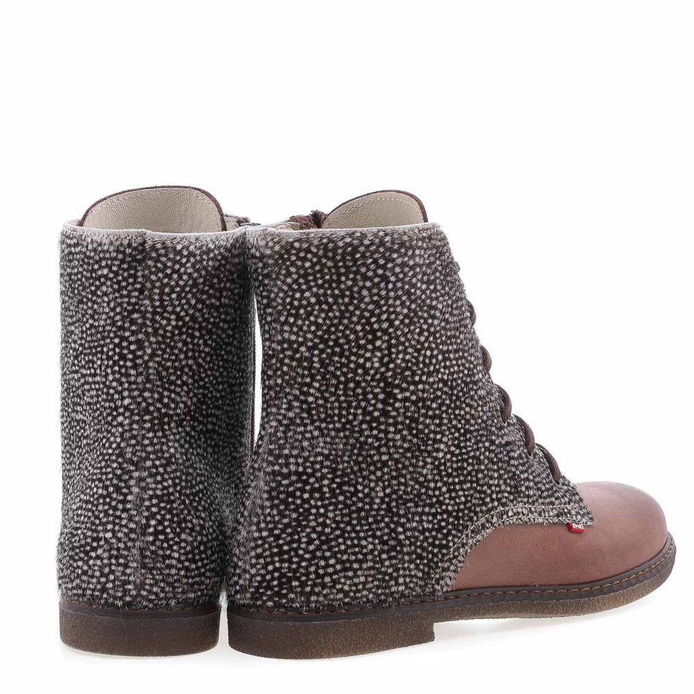 Emel winter shoes - brown lace-up ankle boot animal print (2622B-K1) - MintMouse (Unicorner Concept Store)