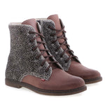 Emel winter shoes - brown lace-up ankle boot animal print (2622B-K1) - MintMouse (Unicorner Concept Store)