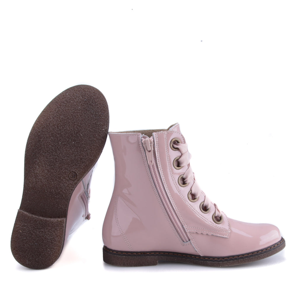 (EY2622E-2) Emel Pink patent lace-up boots