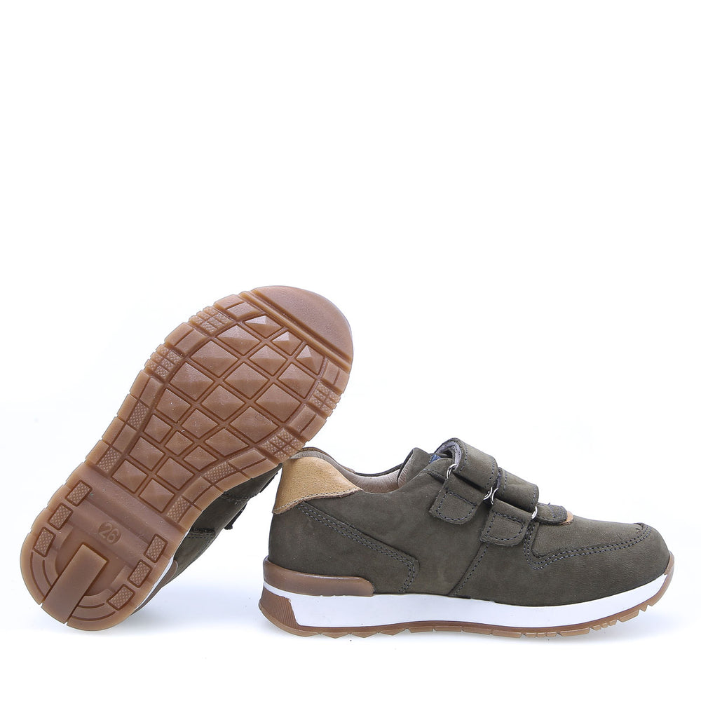 (2683-24) Low Velcro sneakers -Khaki