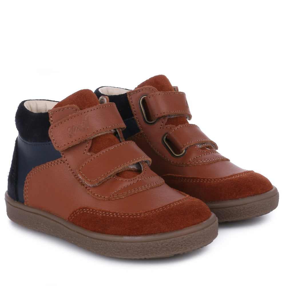 (2754-1) Emel first velcro shoes -Brown