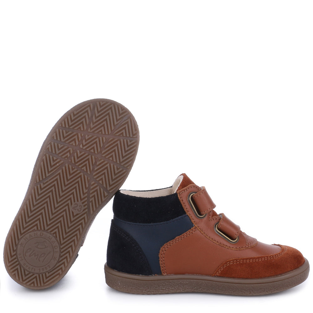 (2754-1) Emel first velcro shoes -Brown