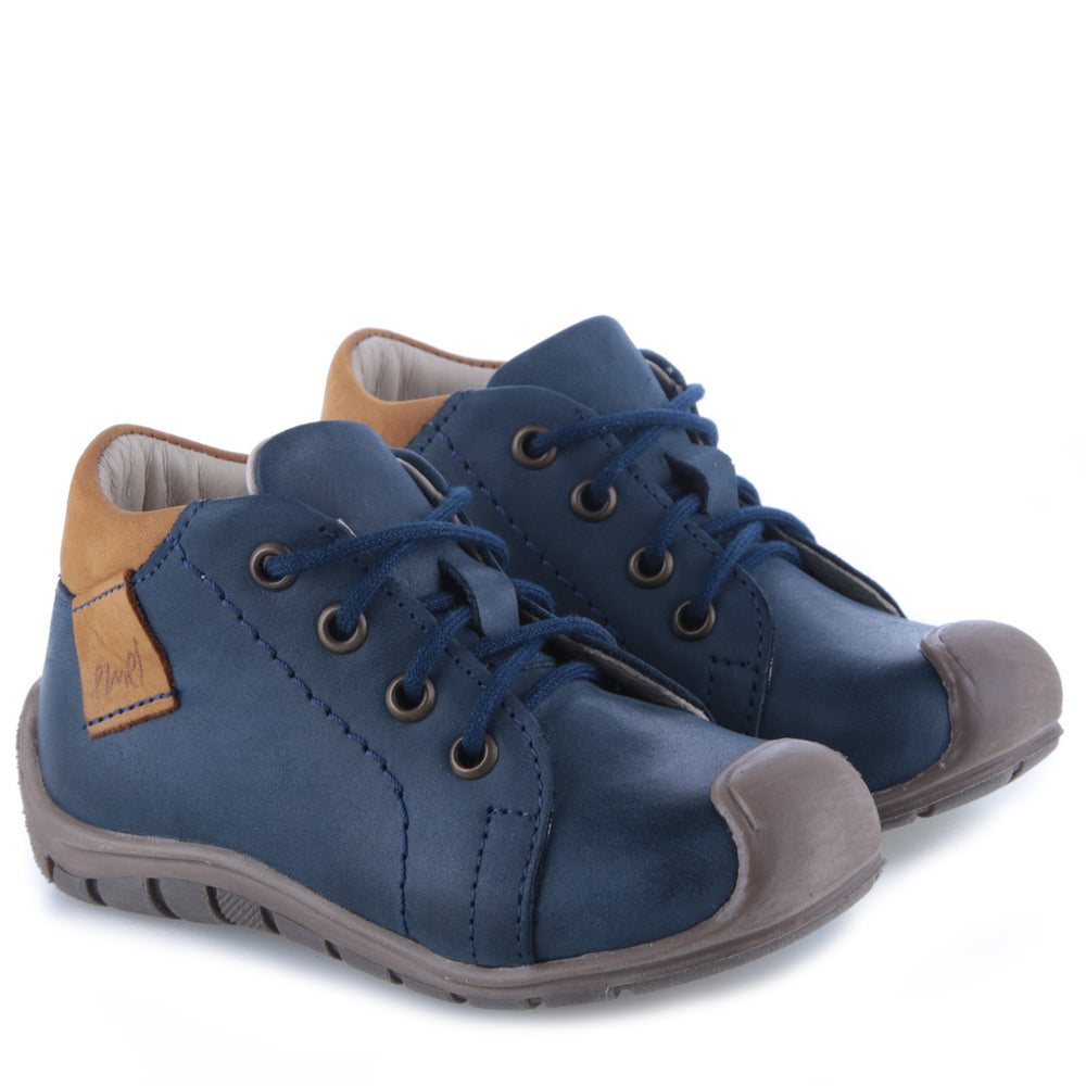 (2388G-6N) Blue Lace Up Trainers with bumper