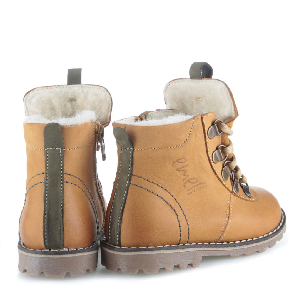 (Ev2545MA-17) Emel yellow Lace Up Winter Boots