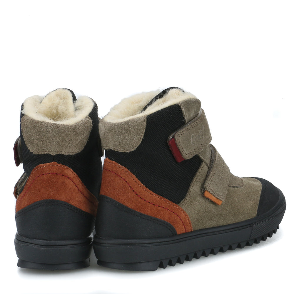 (EV2761-1) Emel velcro winter shoes Khaki