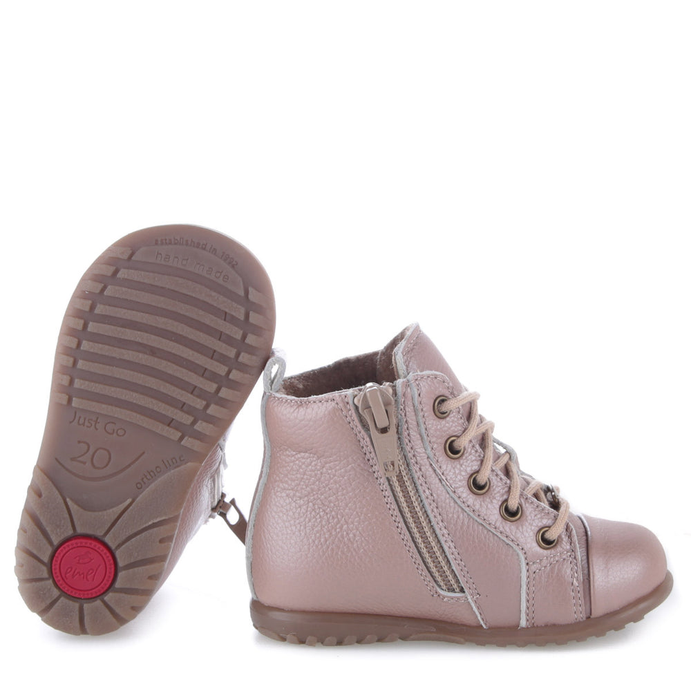 (EY1428A-7) Emel Rose gold shoes with laces
